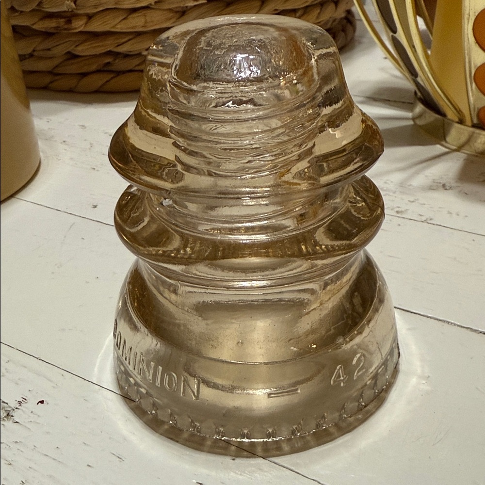 Vintage Glass Insulator peach tint Dominion #42 insulator